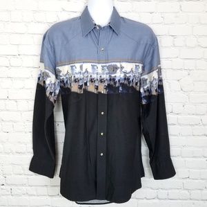Roper Graphic Western Pearl Snap Shirt, Size L